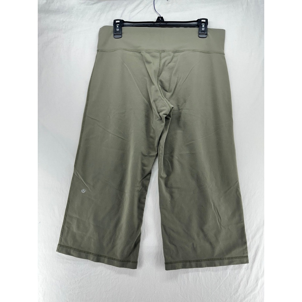 Lululemon Olive Green Cropped Wide Leg Yoga Pants High Rise Athletic Leggings - Picture 2 of 10